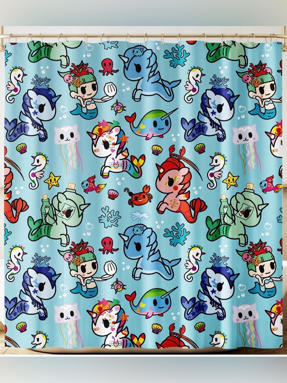 New Tokidoki Unicorno Fabric Shower Curtain